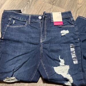 SO Women's Dark Blue Distressed Jeggings